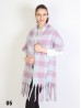 Plush Speckled Checker Scarf W/ Long Fringe